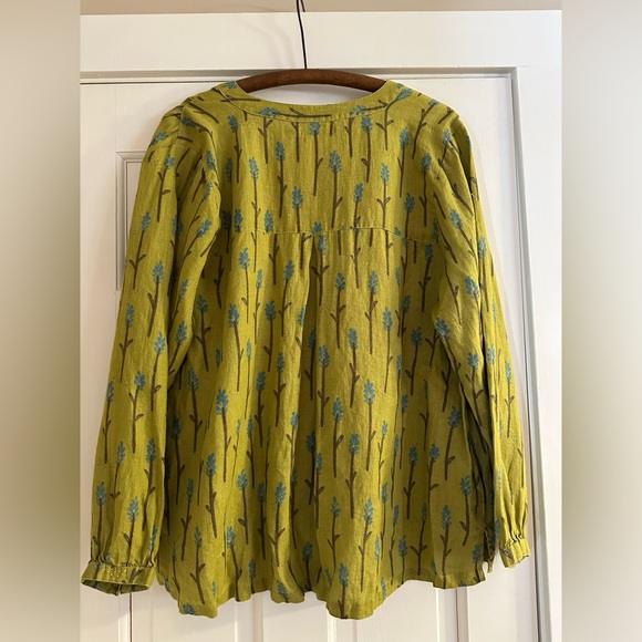 Gudrun Sjoden Patterned Green and Blue Button up Blouse size XL - Picture 2 of 3